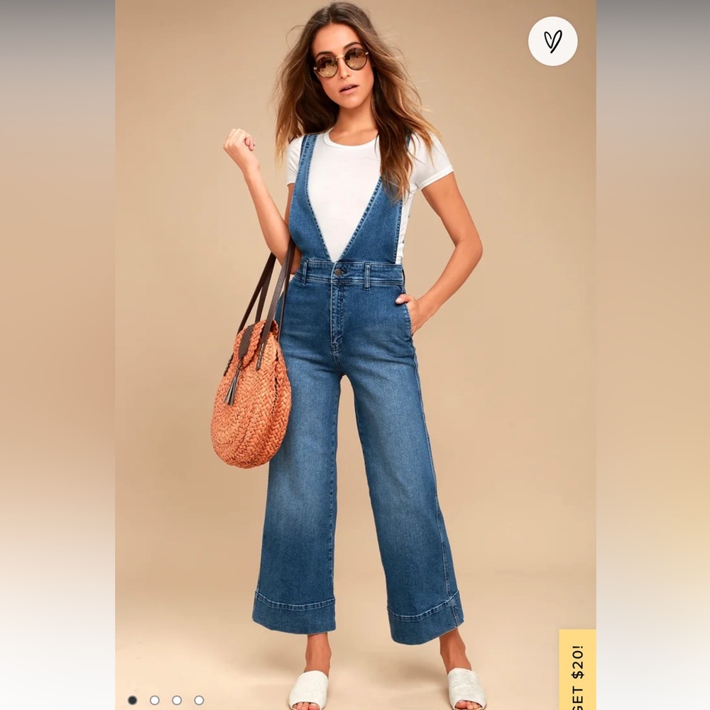 Free People A-Line Medium Wash Overalls
